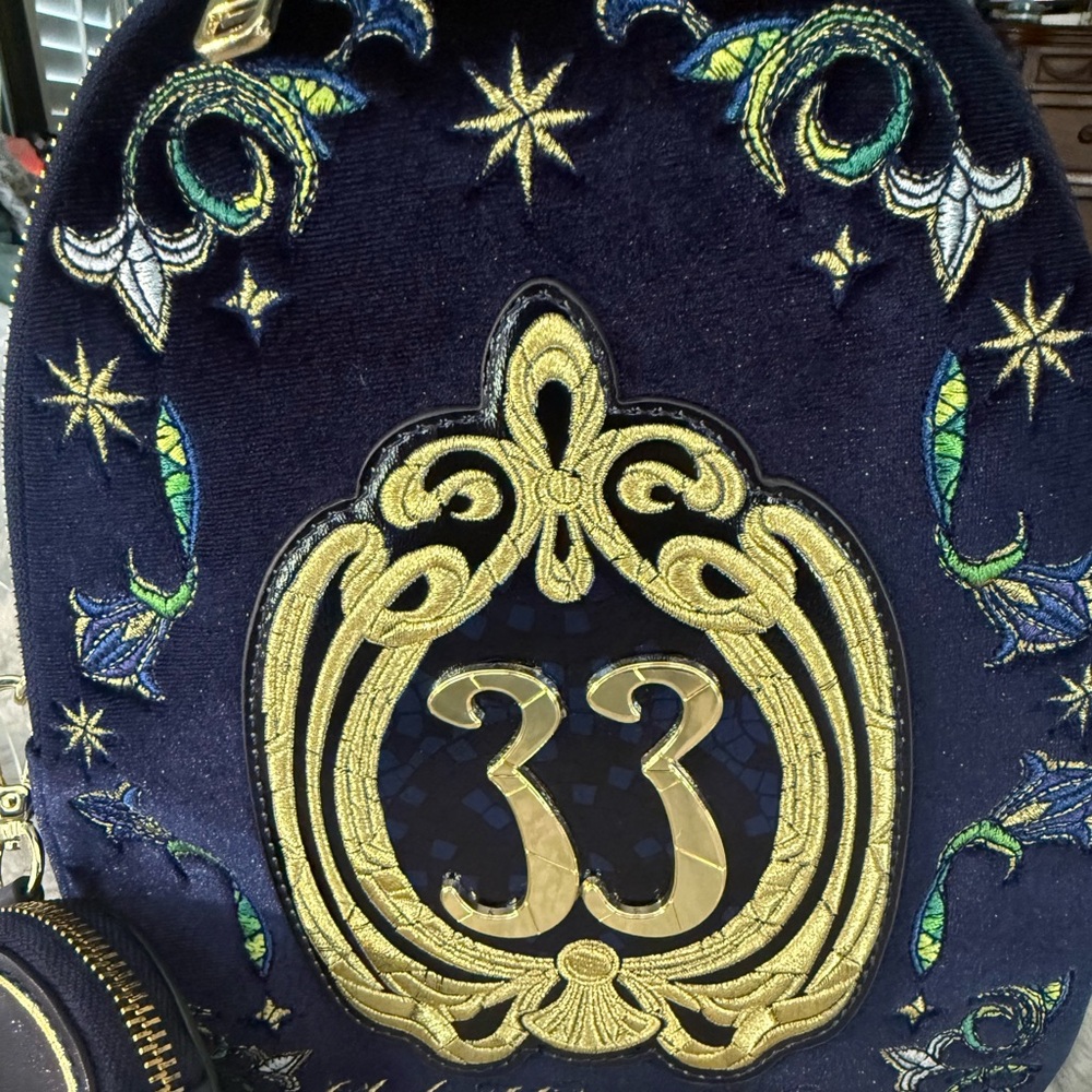 Club 33  Blue Velvet Luxury Disney Loungefly Backpack Brand New with Tags 🪄 - Picture 2 of 14